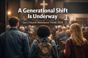 Gen Z church attendance trends 2026 showing young adults in church